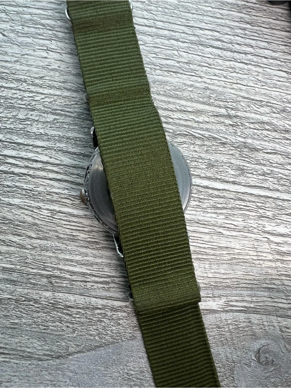 Timex Men's White Dial Watch with Olive Green Nylon Strap